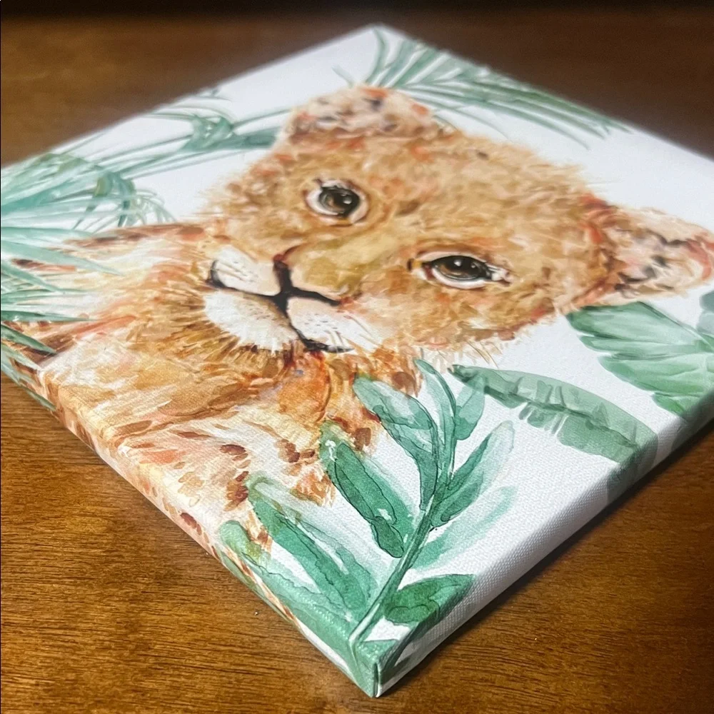 Bella Canvas Lion Cub Wall Art - Brown and Green